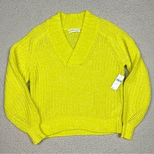 Anthropologie Honore V-Neck Chunky Knit Relaxed Sweater